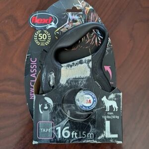 New Flexi Retractable Dog Leash - Black and Pink